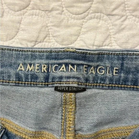 American Eagle Outfitters Curvy Hi-Rise Shortie Blue Jean Shorts Super Stretch 4 - Picture 5 of 8